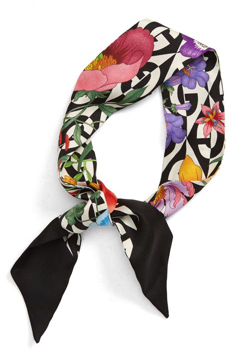 gucci scarf logo with flower|Gucci silk scarf women.